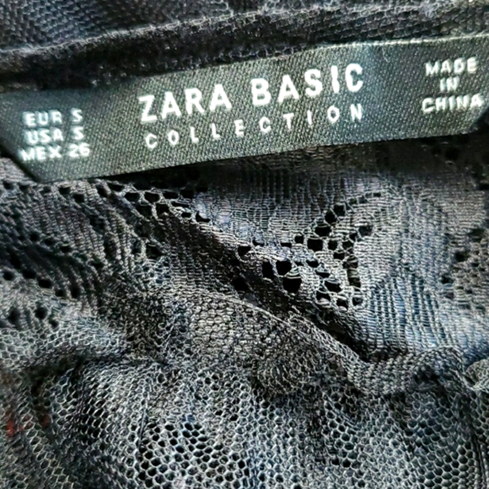 Zara black lace short-sleeved dress, size S - Picture 9 of 12